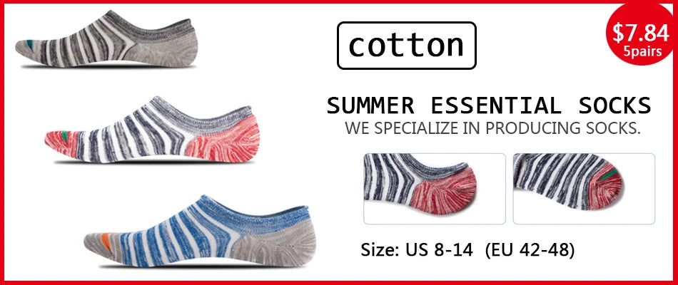 Men's Large Size Breathable Boat Socks