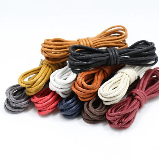 Waxed Round Shoelaces — Waterproof Cotton