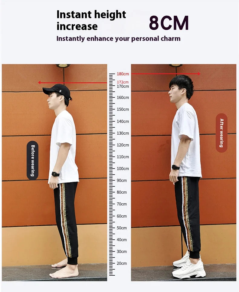 Hidden Heel Elevator Trainers — 8cm Lift