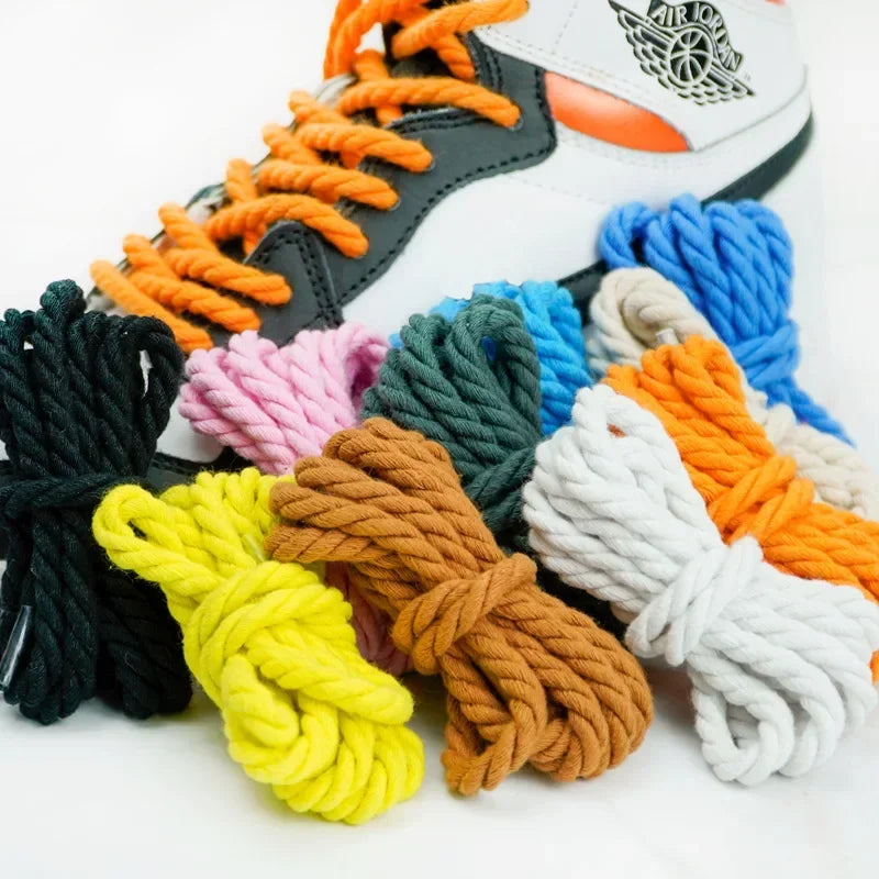 Thick Twisted Rope Shoelaces for Trainers