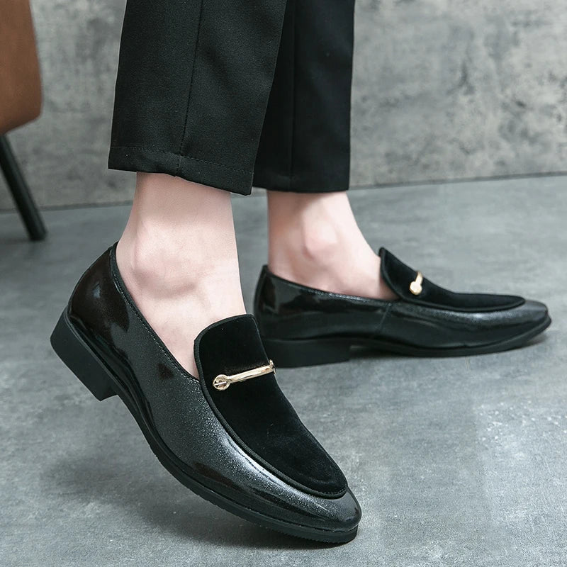 Fashion New Designer Slip on Suede Leather Driving Shoes for Men Black Blue Gentleman Formal Wedding Prom Dress Homecoming