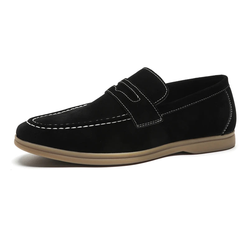 Fashion Men's Classic British Style Loafers Moccasins Men Casual Shoes Suede Leather Mens Light Comfortable Driving Flats