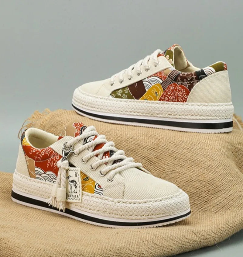Men's Low-Top Canvas Platform Trainers
