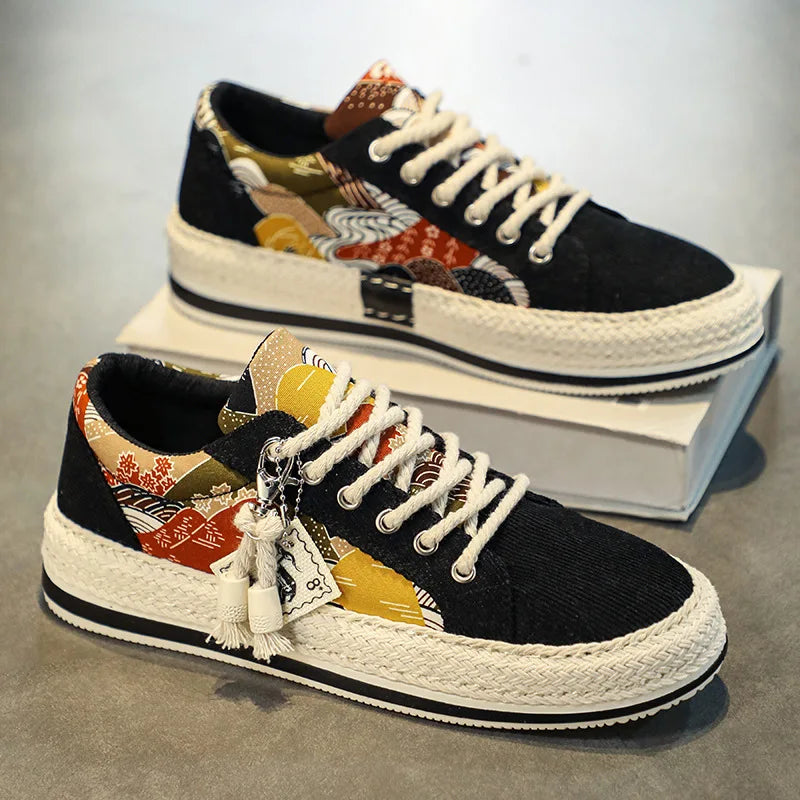 Men's Low-Top Canvas Platform Trainers