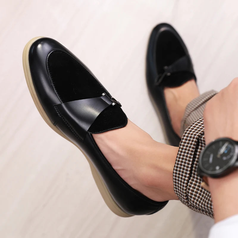 Fashion Men's Classic British Style Loafers Moccasins Men Casual Shoes Suede Leather Mens Light Comfortable Driving Flats