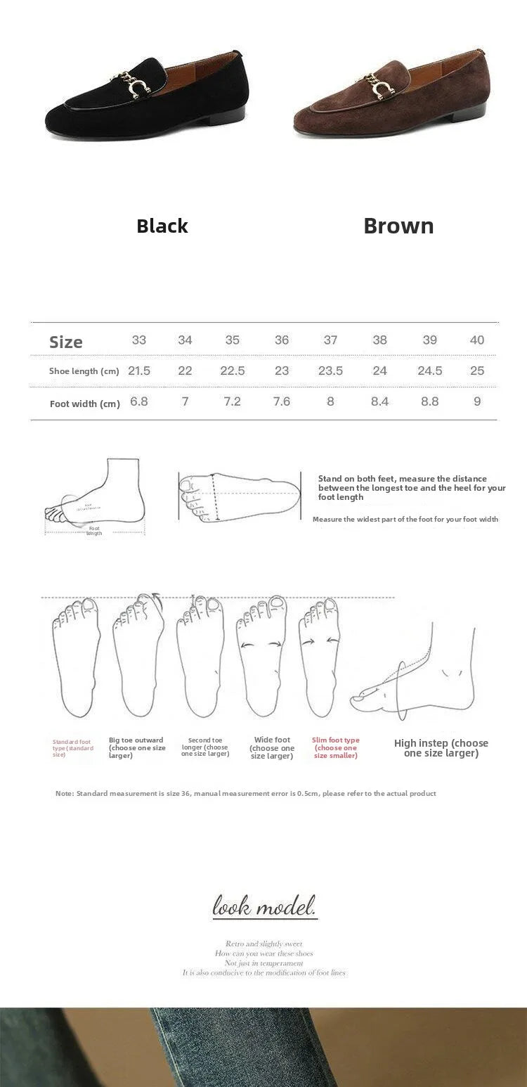 Retro British Style Fleece Lined Flat Bottom Loafers Women's Large Size Slip-On Shoes Matte Finish round Toe Rubber Outsole