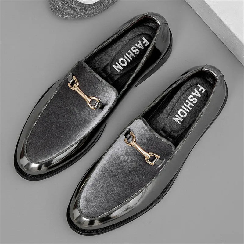Men's Silver Pointed Loafers