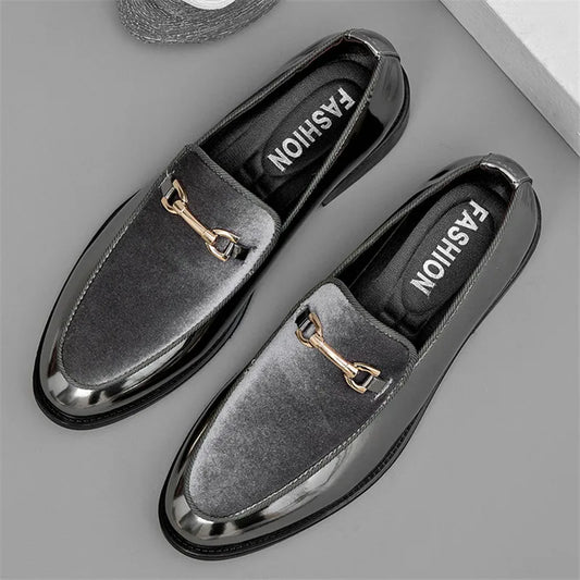 Men's Silver Pointed Loafers
