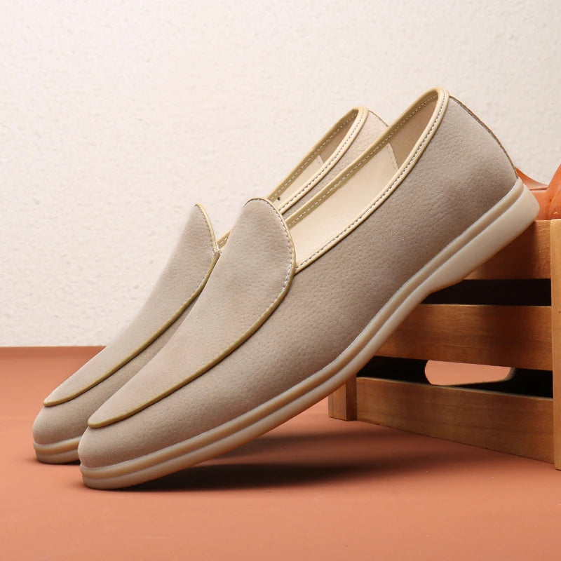 Fashion Men's Classic British Style Loafers Moccasins Men Casual Shoes Suede Leather Mens Light Comfortable Driving Flats