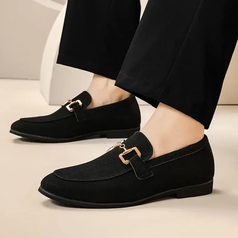 Lefu Men  New Pointed British Metal Buckle Fashion Comfortable Casual Shoes Size 38-46  Men's Style