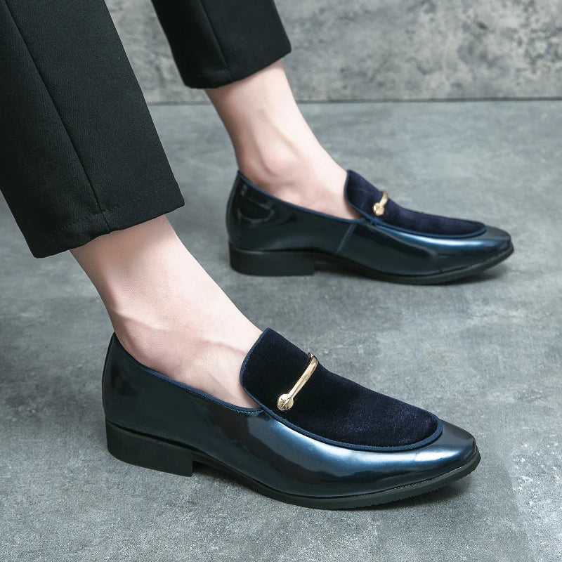 Fashion New Designer Slip on Suede Leather Driving Shoes for Men Black Blue Gentleman Formal Wedding Prom Dress Homecoming