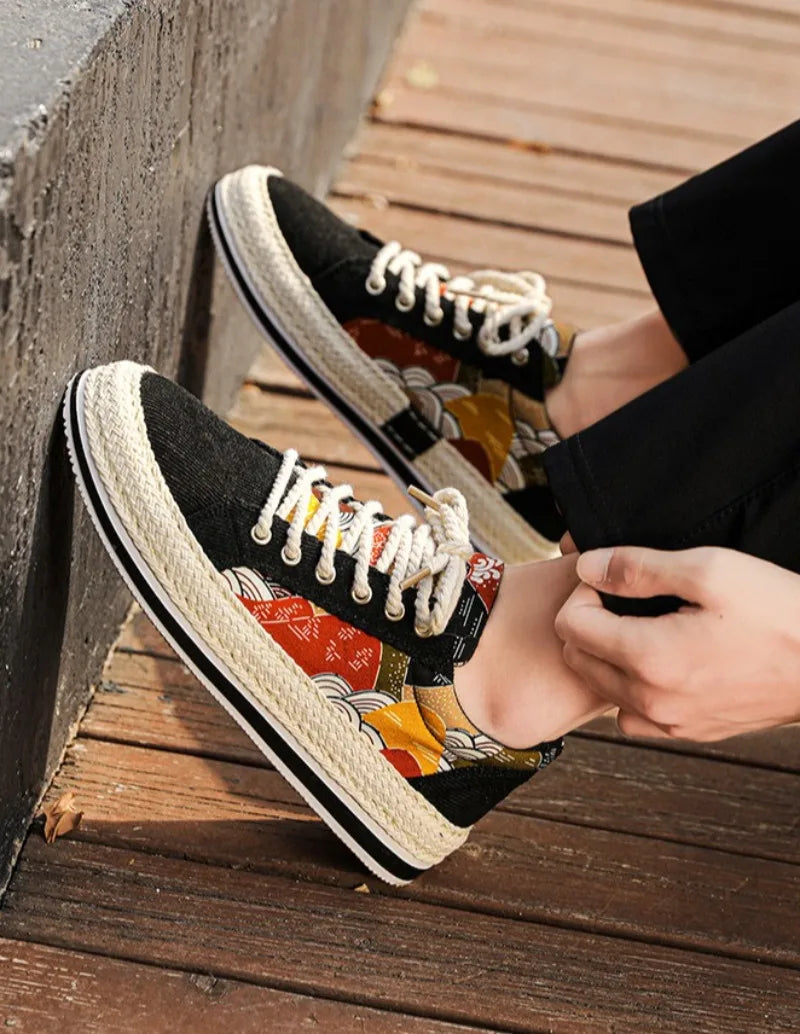 Men's Low-Top Canvas Platform Trainers