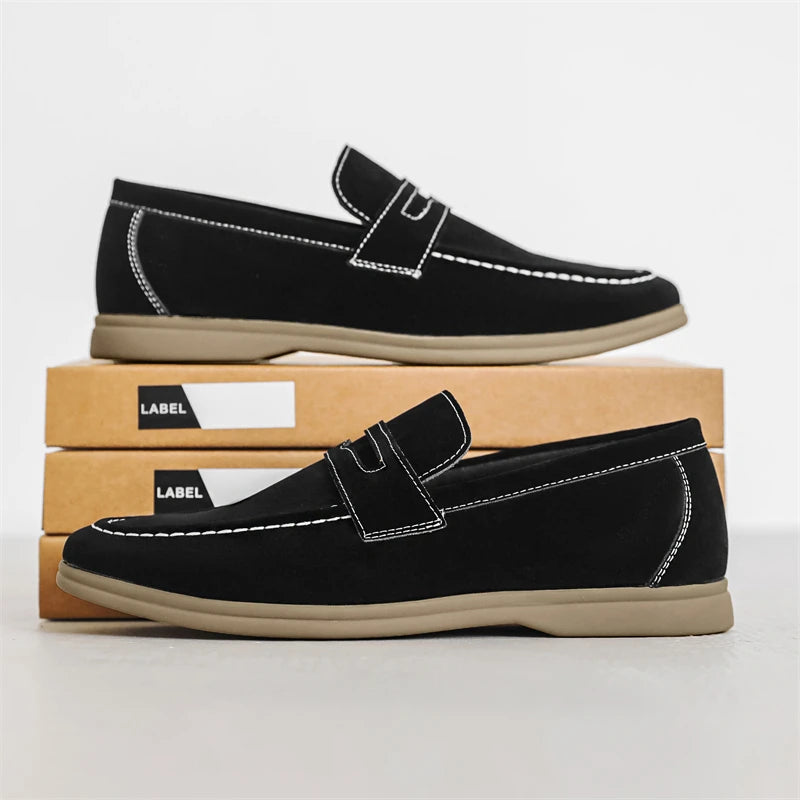 Fashion Men's Classic British Style Loafers Moccasins Men Casual Shoes Suede Leather Mens Light Comfortable Driving Flats
