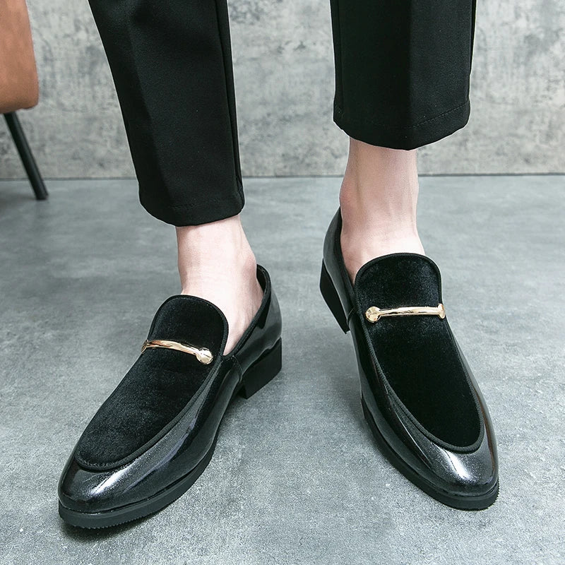 Fashion New Designer Slip on Suede Leather Driving Shoes for Men Black Blue Gentleman Formal Wedding Prom Dress Homecoming