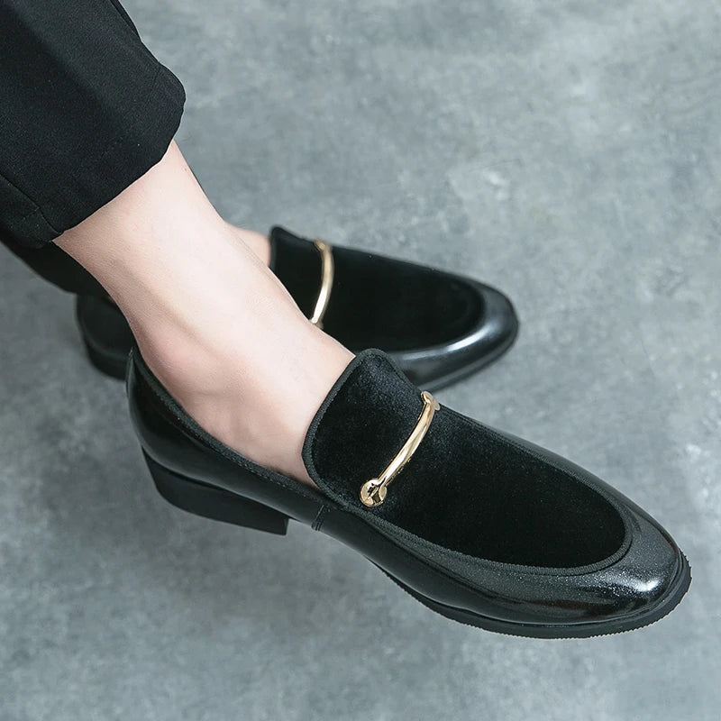 Fashion New Designer Slip on Suede Leather Driving Shoes for Men Black Blue Gentleman Formal Wedding Prom Dress Homecoming