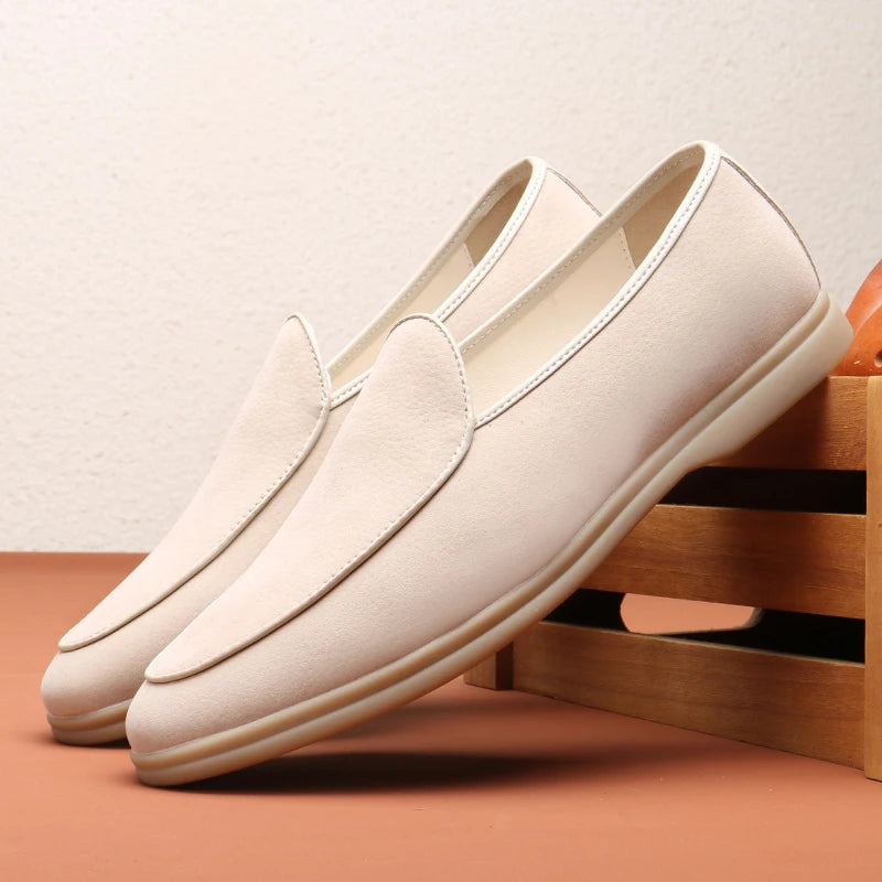 Fashion Men's Classic British Style Loafers Moccasins Men Casual Shoes Suede Leather Mens Light Comfortable Driving Flats