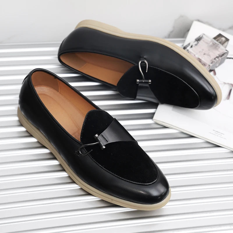 Fashion Men's Classic British Style Loafers Moccasins Men Casual Shoes Suede Leather Mens Light Comfortable Driving Flats