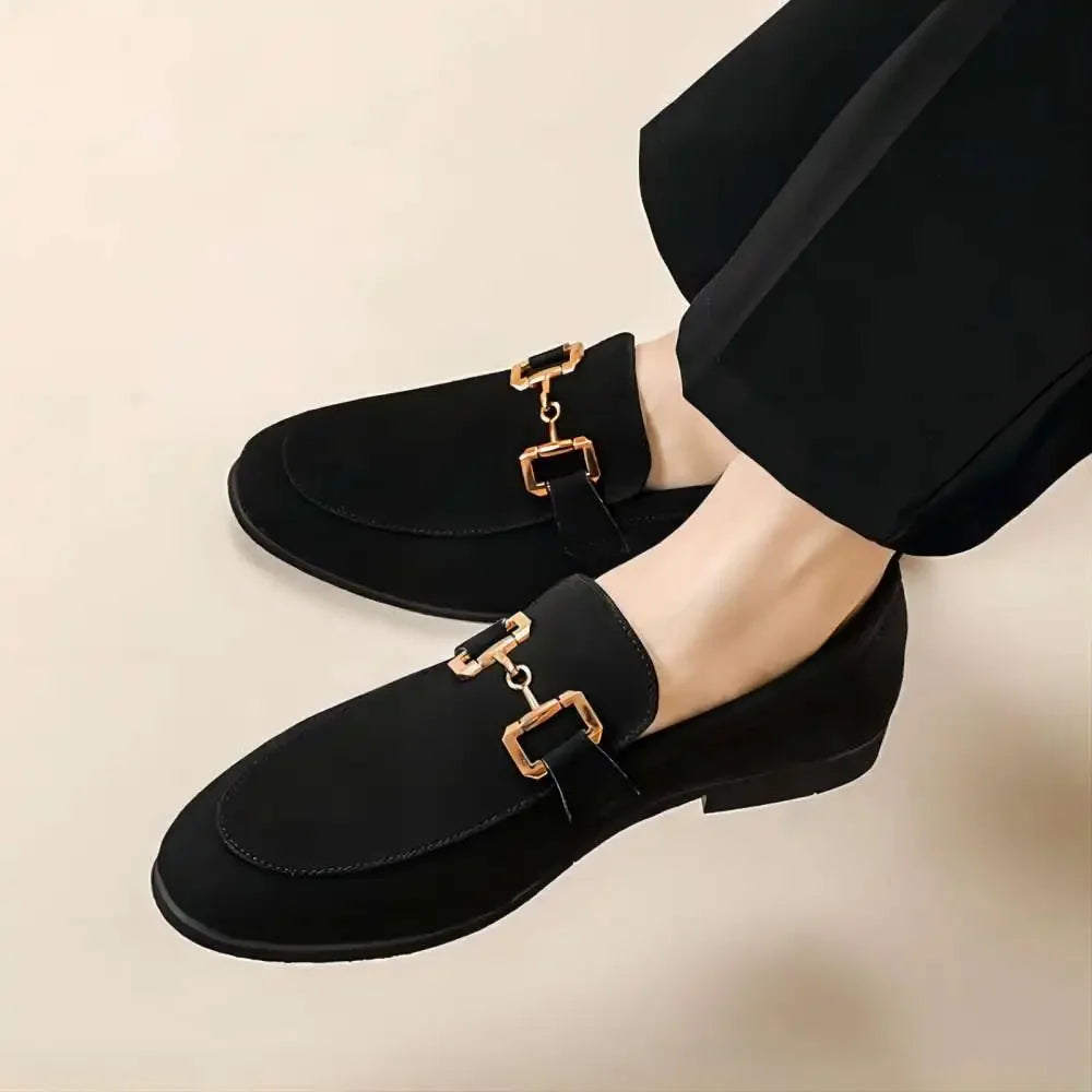 Lefu Men  New Pointed British Metal Buckle Fashion Comfortable Casual Shoes Size 38-46  Men's Style