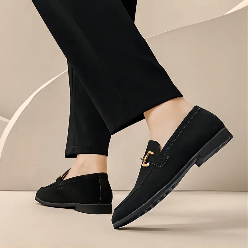Lefu Men  New Pointed British Metal Buckle Fashion Comfortable Casual Shoes Size 38-46  Men's Style