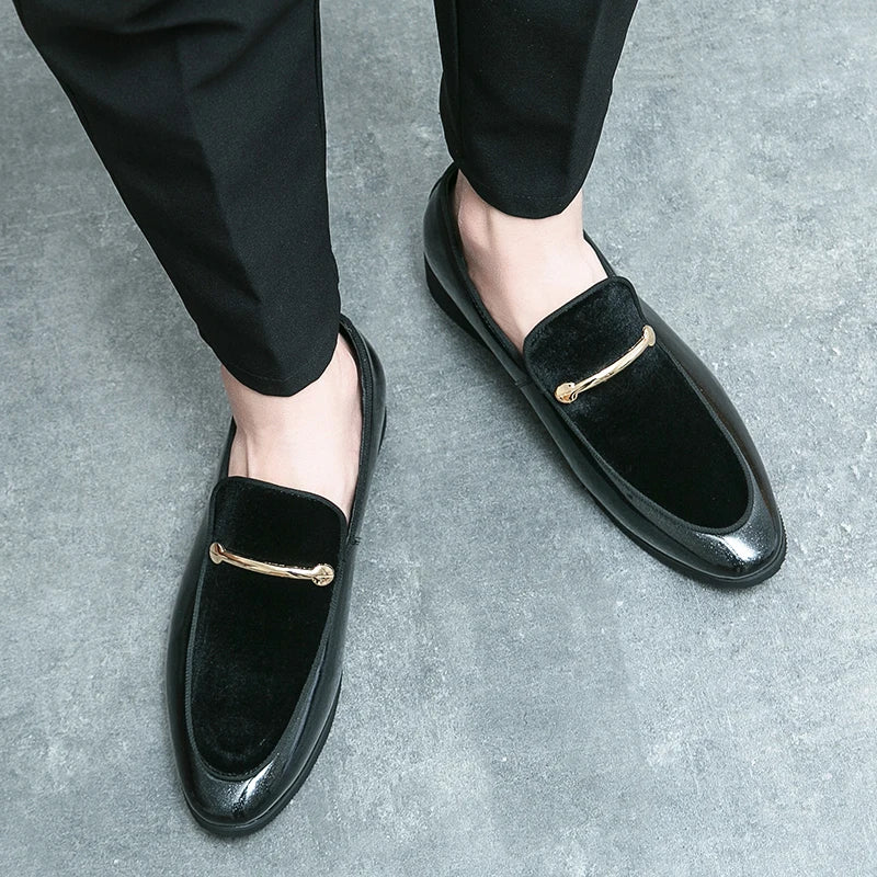 Fashion New Designer Slip on Suede Leather Driving Shoes for Men Black Blue Gentleman Formal Wedding Prom Dress Homecoming
