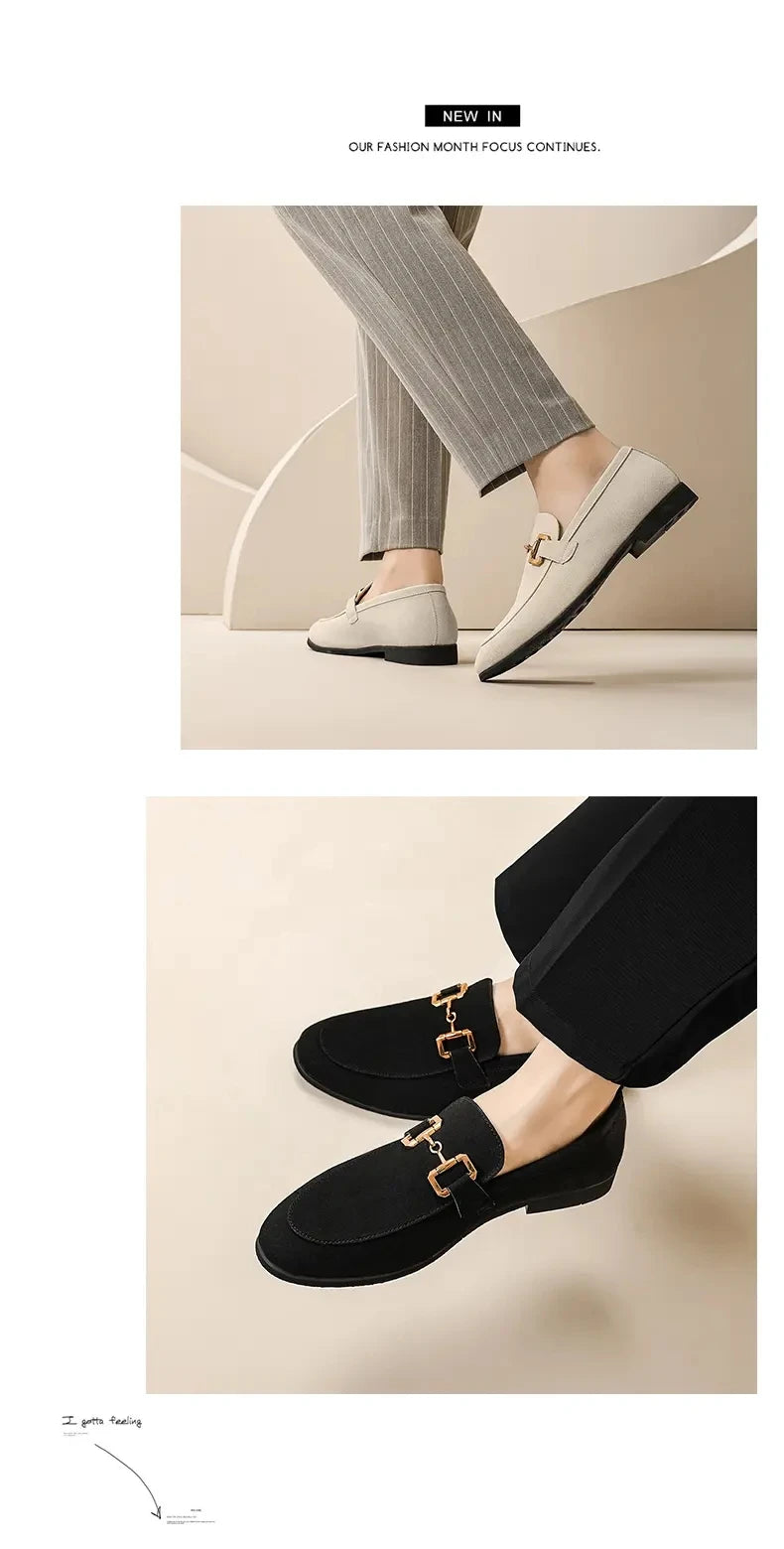 Lefu Men  New Pointed British Metal Buckle Fashion Comfortable Casual Shoes Size 38-46  Men's Style