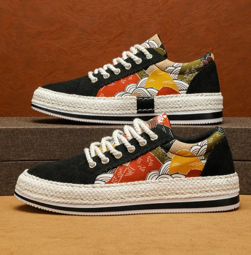 Men's Low-Top Canvas Platform Trainers