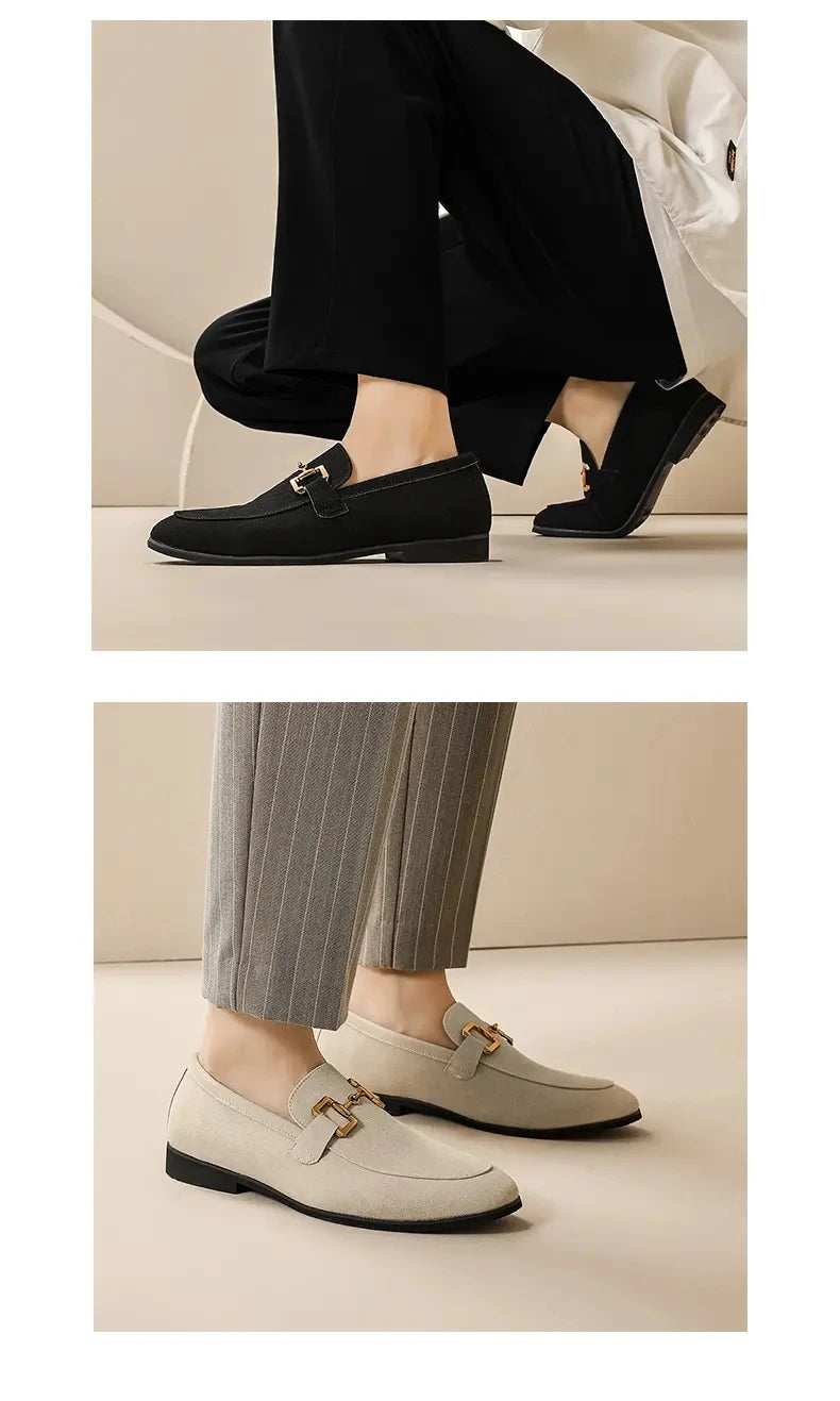 Lefu Men  New Pointed British Metal Buckle Fashion Comfortable Casual Shoes Size 38-46  Men's Style