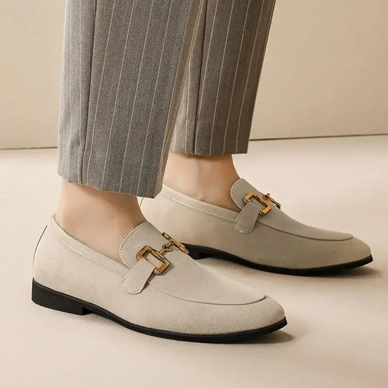 Lefu Men  New Pointed British Metal Buckle Fashion Comfortable Casual Shoes Size 38-46  Men's Style