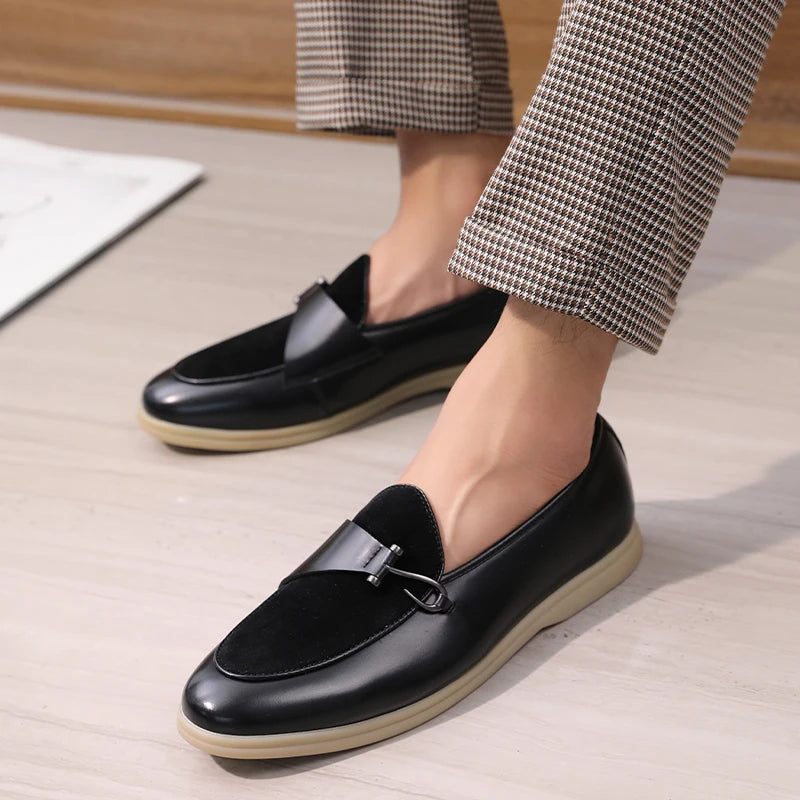 Fashion Men's Classic British Style Loafers Moccasins Men Casual Shoes Suede Leather Mens Light Comfortable Driving Flats