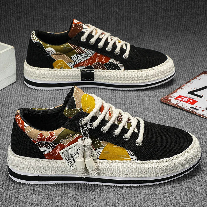 Men's Low-Top Canvas Platform Trainers