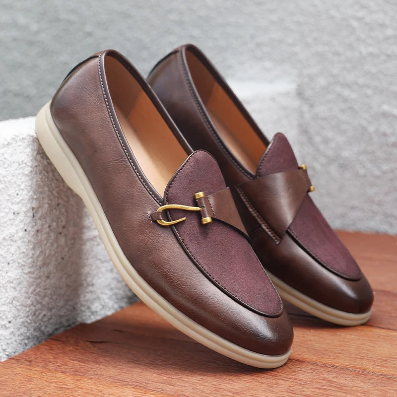 Fashion Men's Classic British Style Loafers Moccasins Men Casual Shoes Suede Leather Mens Light Comfortable Driving Flats