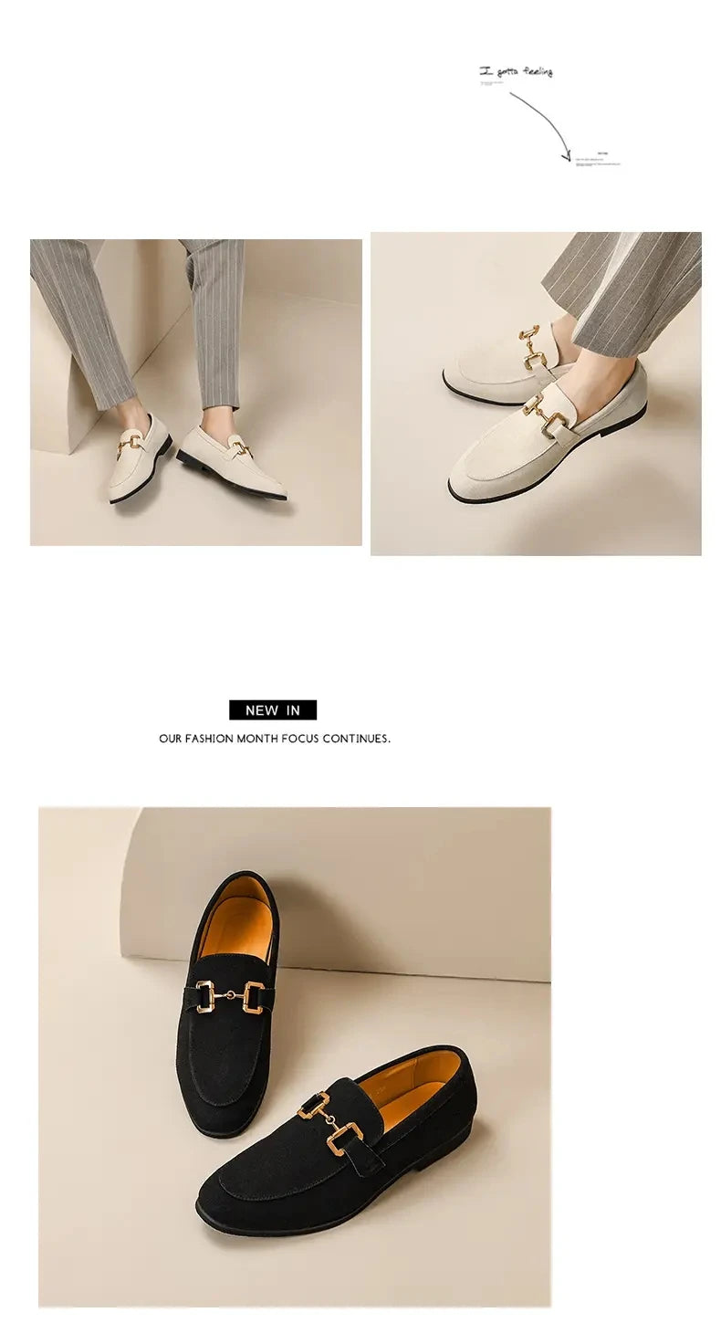 Lefu Men  New Pointed British Metal Buckle Fashion Comfortable Casual Shoes Size 38-46  Men's Style