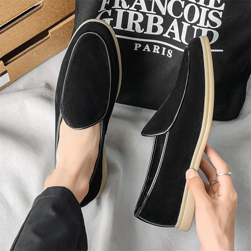 Fashion Men's Classic British Style Loafers Moccasins Men Casual Shoes Suede Leather Mens Light Comfortable Driving Flats