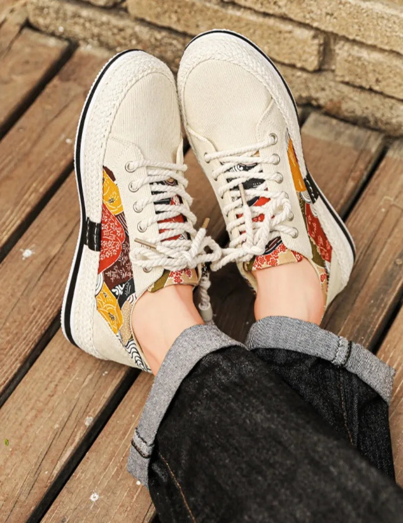 Men's Low-Top Canvas Platform Trainers