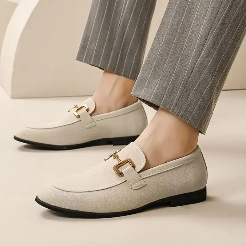 Lefu Men  New Pointed British Metal Buckle Fashion Comfortable Casual Shoes Size 38-46  Men's Style