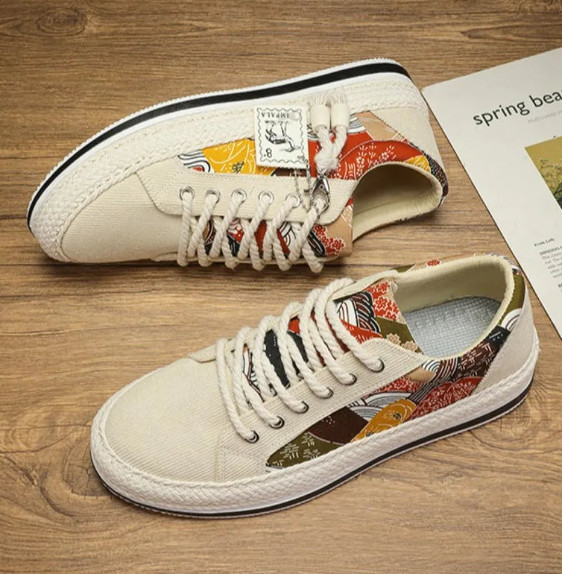 Men's Low-Top Canvas Platform Trainers