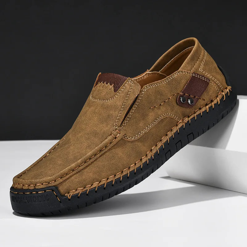 Spring Summer Blue Suede Loafers Men Slip On Soft Moccasins Breathable Flats Driving Shoes Men Leather Casual Shoes Handmade