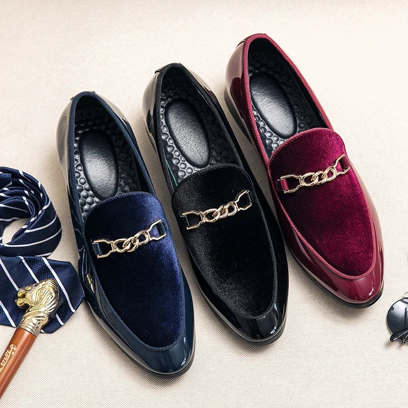 Luxury Design Suede Men's Loafers Man Black Blue Red Casual Dress Shoes for Men Nightclub Party Monk Strap Men Shoes Size 38-47