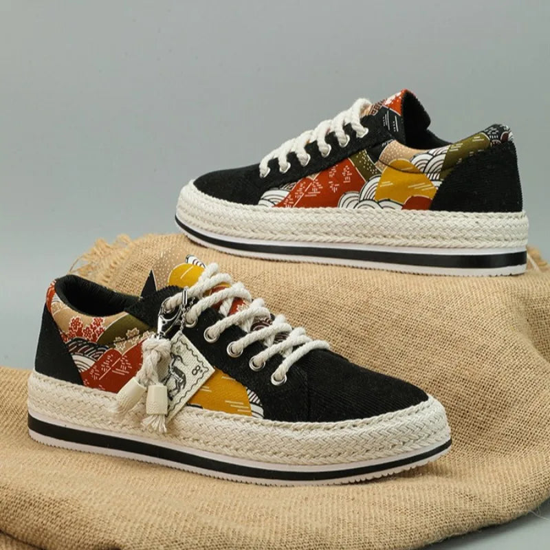 Men's Low-Top Canvas Platform Trainers