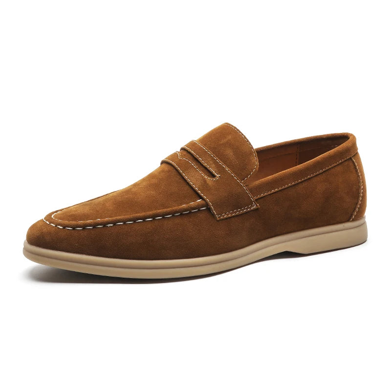 Fashion Men's Classic British Style Loafers Moccasins Men Casual Shoes Suede Leather Mens Light Comfortable Driving Flats