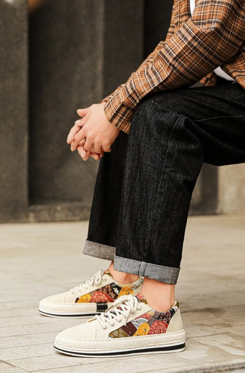 Men's Low-Top Canvas Platform Trainers