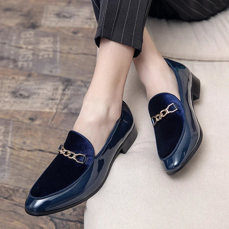 Luxury Design Suede Men's Loafers Man Black Blue Red Casual Dress Shoes for Men Nightclub Party Monk Strap Men Shoes Size 38-47