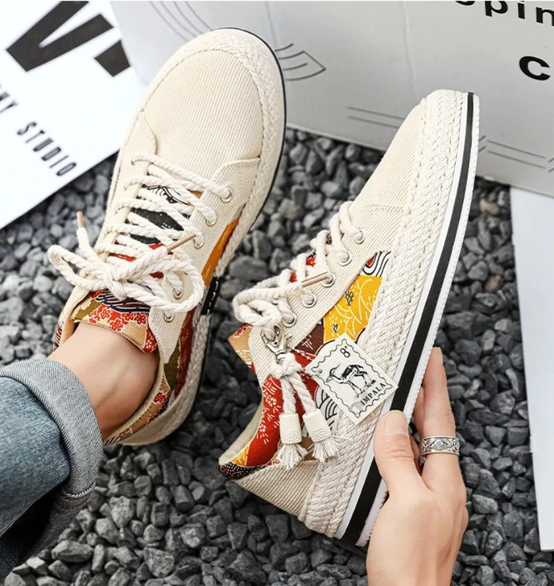 Men's Low-Top Canvas Platform Trainers