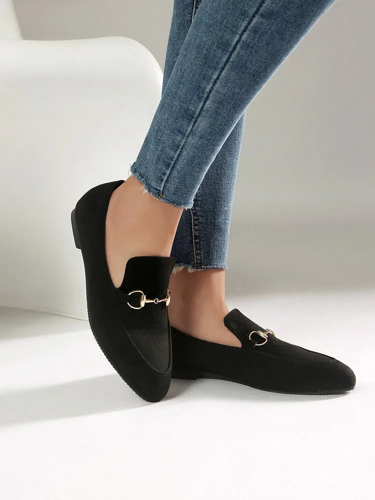 Black Pointed Toe Slip-On Flat