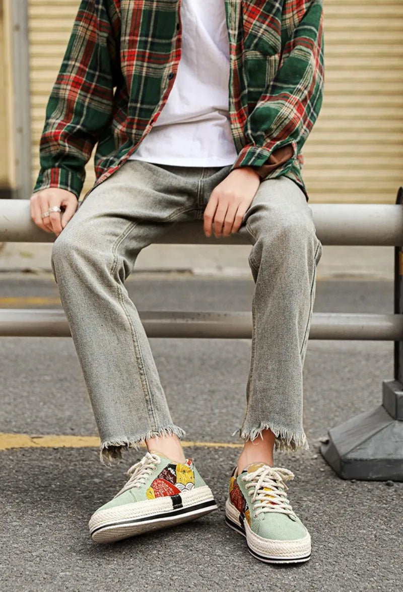 Men's Low-Top Canvas Platform Trainers