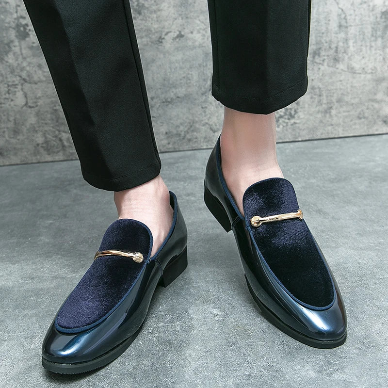 Fashion New Designer Slip on Suede Leather Driving Shoes for Men Black Blue Gentleman Formal Wedding Prom Dress Homecoming