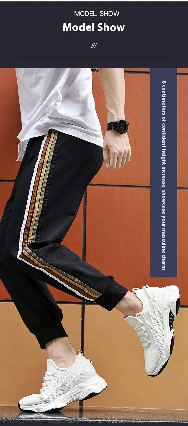 Hidden Heel Elevator Trainers — 8cm Lift