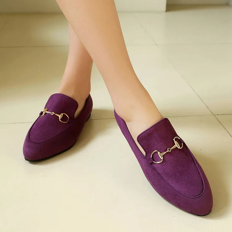 Women Loafers Fashionable Metal Buckle Casual Women's Shoes Flat Shoes Large size women's shoes spring autumn pwomen's shoe