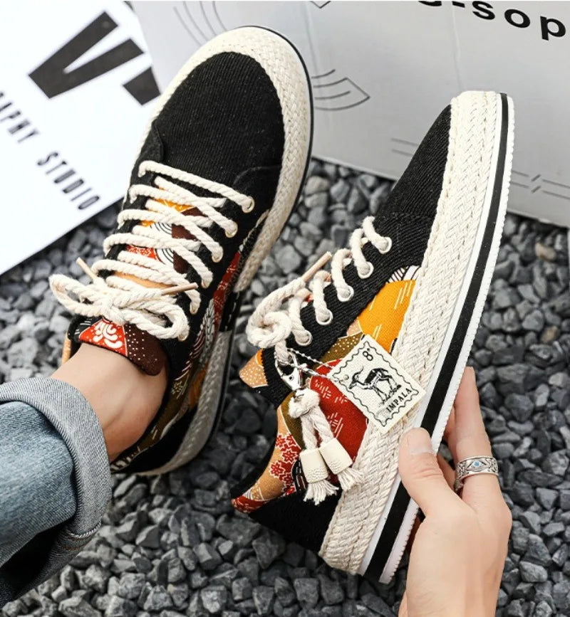 Men's Low-Top Canvas Platform Trainers
