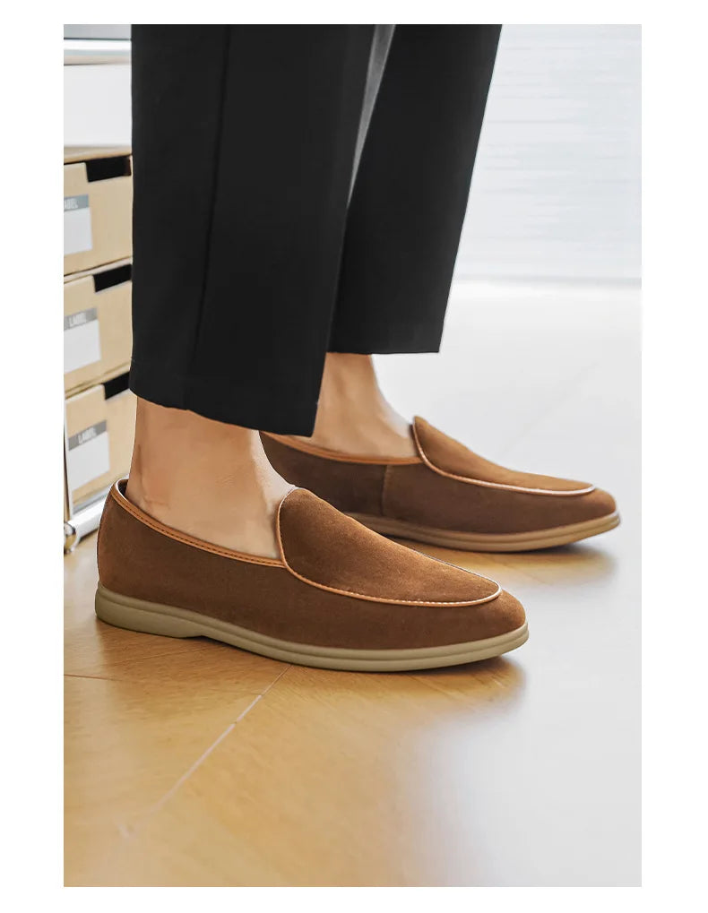 Fashion Men's Classic British Style Loafers Moccasins Men Casual Shoes Suede Leather Mens Light Comfortable Driving Flats